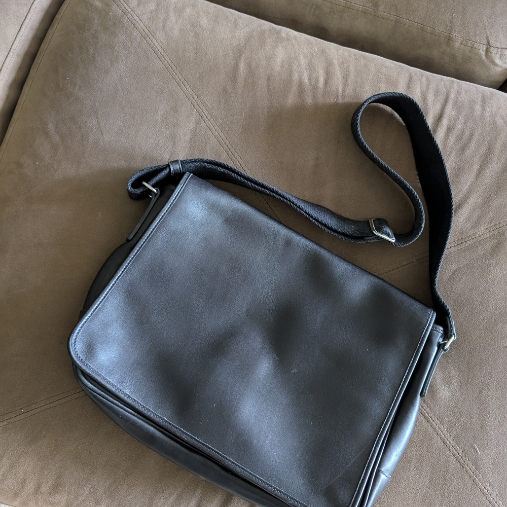Coach Black Leather Messenger Bag